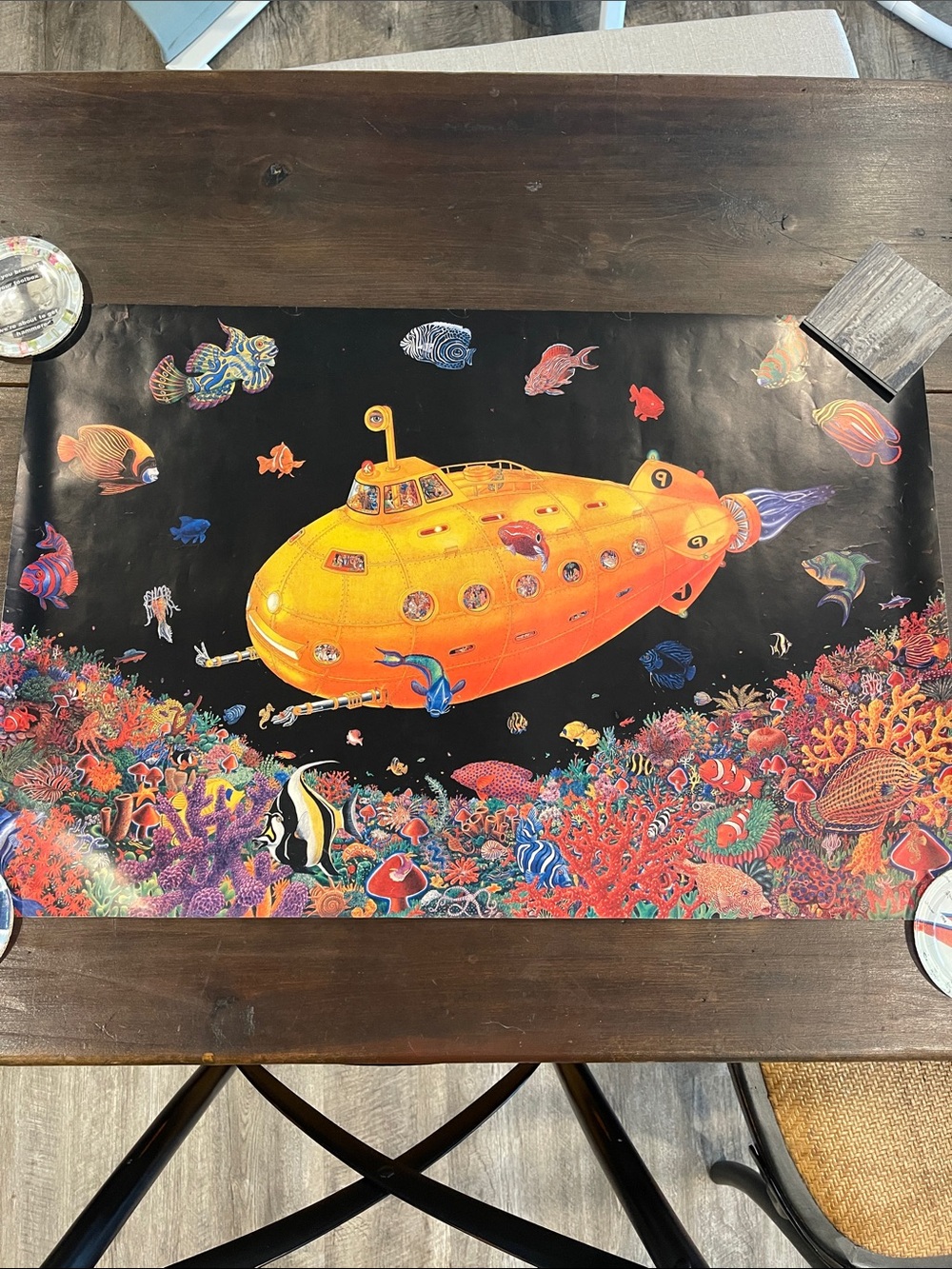 Vintage 1998 Yellow Submarine Blacklight Poster-Tom Masse 30” x 20”